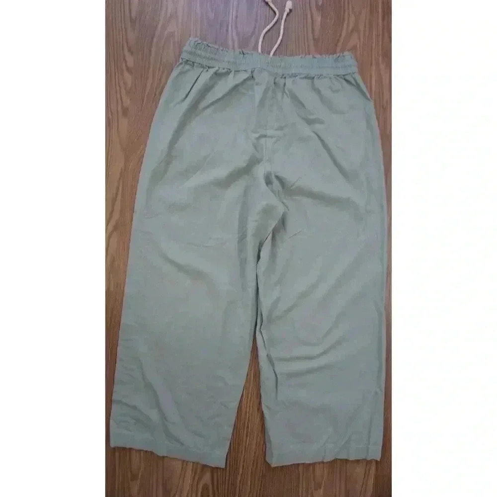 J.Crew Linen-Cotton Blend Wide-Leg Paper-Bag Pants, Size 10 - Picture 10 of 13